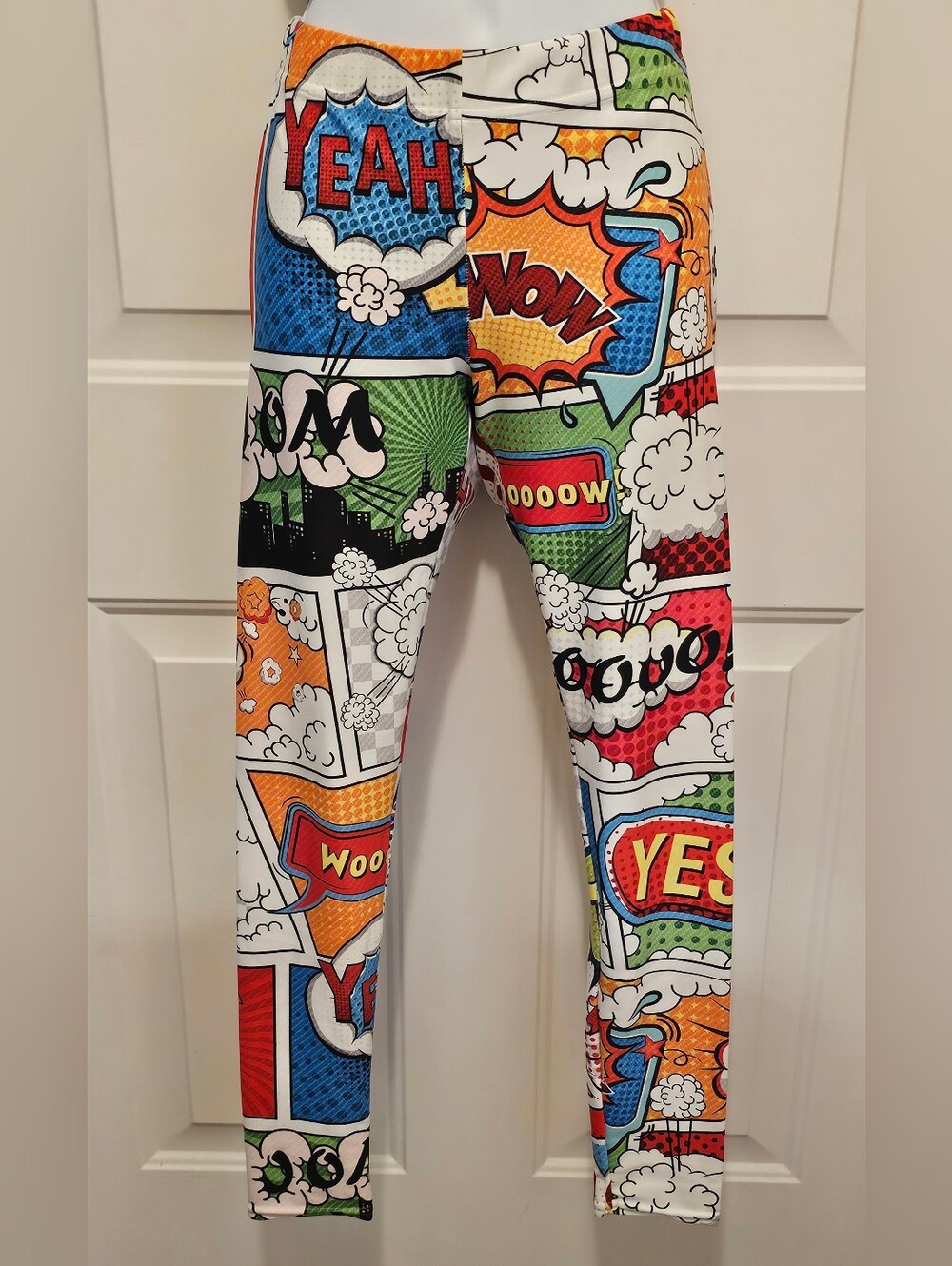 Gearbunch Comic Book Pop Art Superhero Print Full Length Leggings Size M